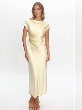 Selfie Leslie-Loveland Cap Sleeve Cowl Back Midi Dress Butter